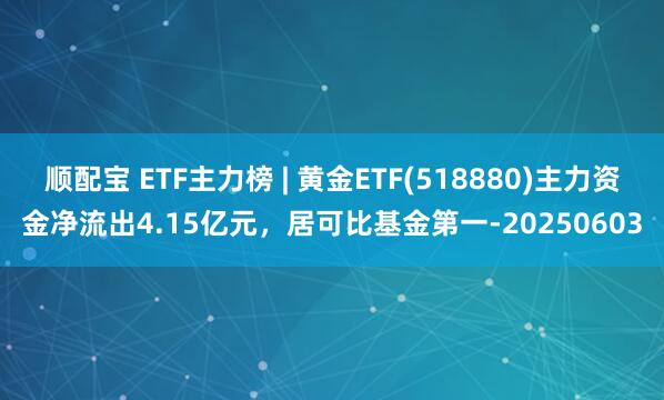 顺配宝 ETF主力榜 | 黄金ETF(518880)主力资金净流出4.15亿元，居可比基金第一-20250603
